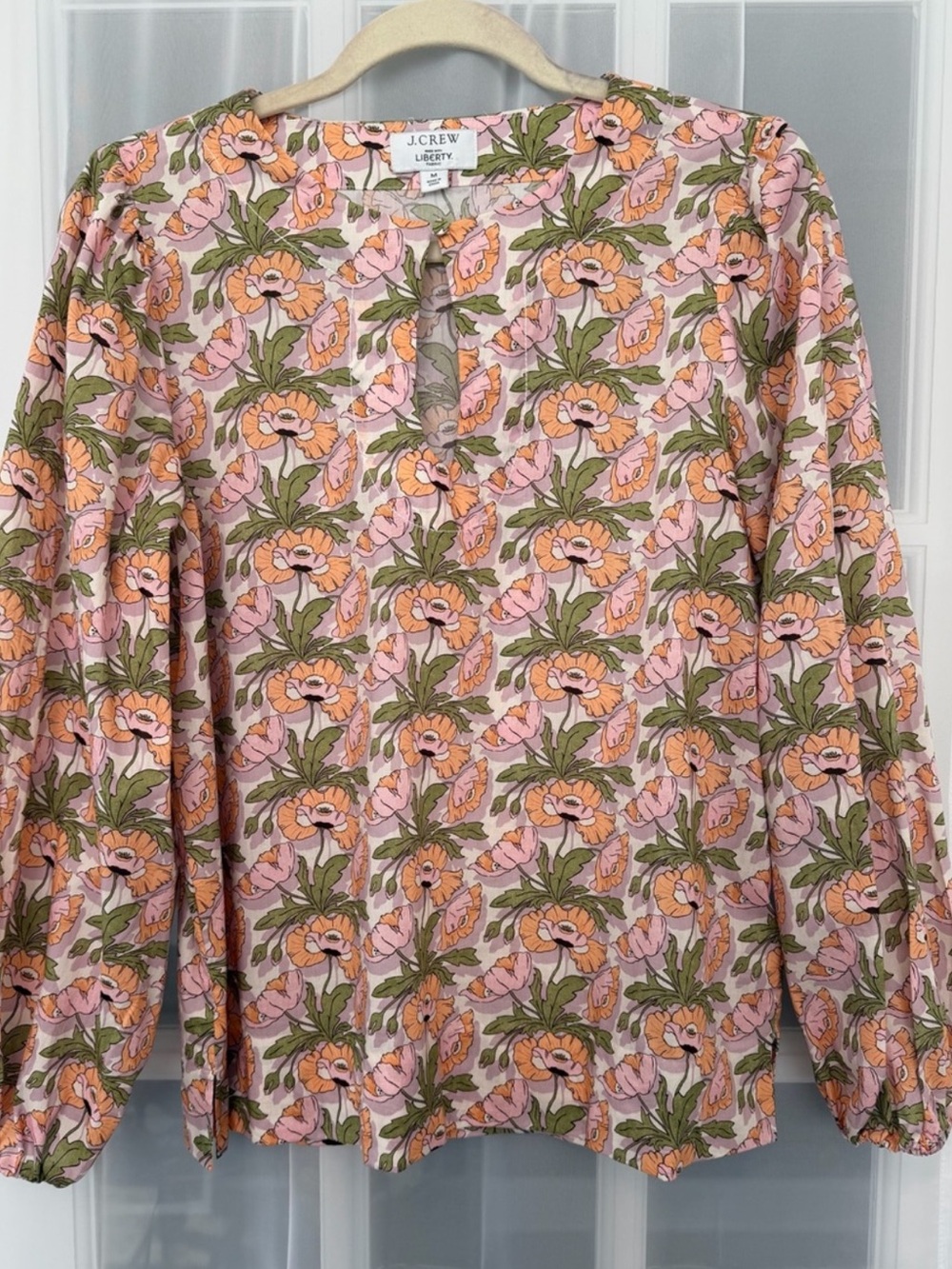 J.Crew Liberty Floral Cotton Popover Blouse Medium